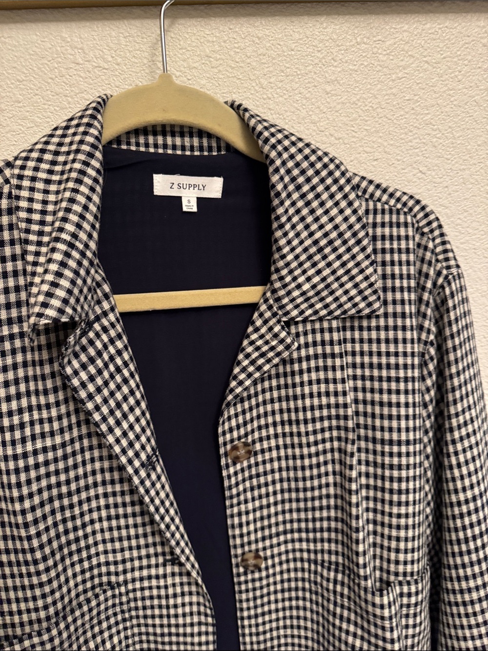 Z Supply Navy & Cream Gingham Blazer Jacket